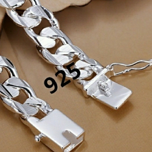 Men's 925 Sterling Silver Chain Link Bracelet - Picture 3 of 4